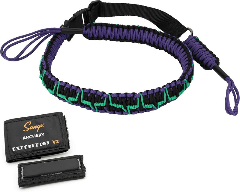 Sunya Paracord Compound Bow Sling with V2 Upgraded Magnetic Connection System. Lightweight Hands Free Shoulder Carrying Sling for Bow Hunting, Field Archery and 3D - Image 2